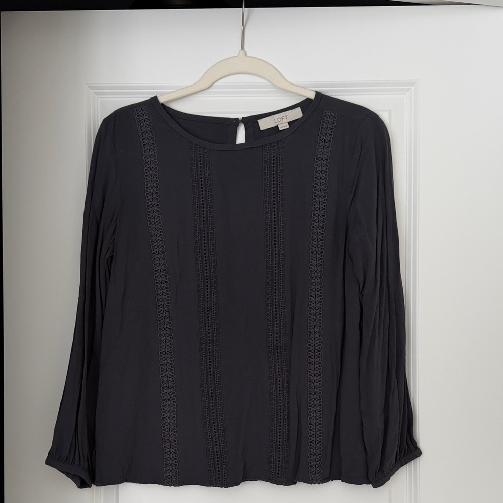 LOFT Women's Charcoal Grey Blouse